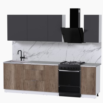 Набор корпусной мебели для кухни " Микс Топ-5" графит серый/дуб каньон/мрамор марквина