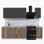 Набор корпусной мебели для кухни " Микс Топ-5" графит серый/дуб каньон/мрамор марквина