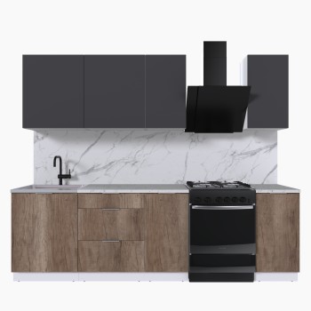 Набор корпусной мебели для кухни " Микс Топ-5" графит серый/дуб каньон/мрамор марквина
