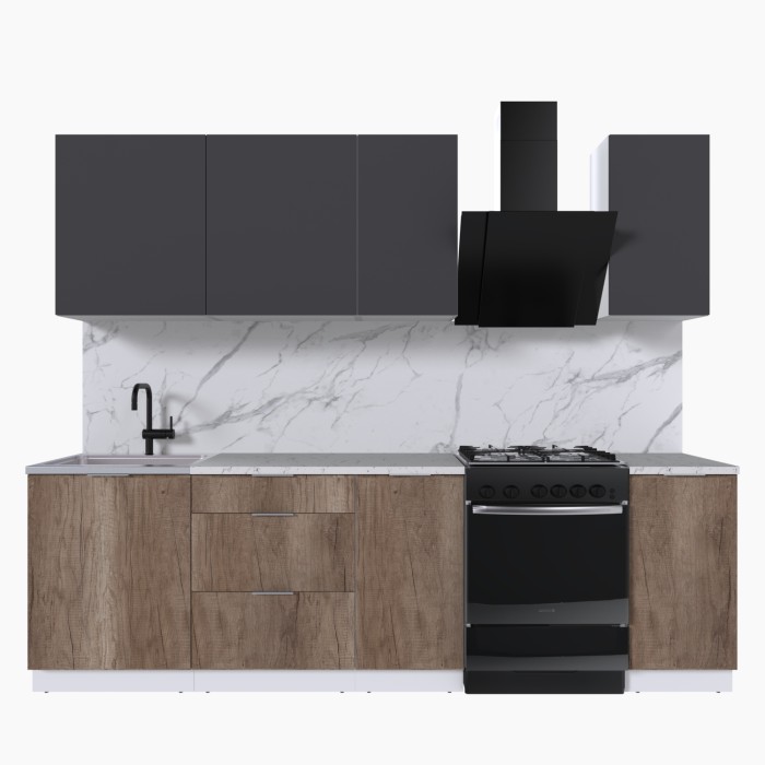 Набор корпусной мебели для кухни " Микс Топ-5" графит серый/дуб каньон/мрамор марквина