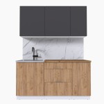 Набор корпусной мебели для кухни " Микс Топ-2" графит серый/дуб крафт золотой/дуб вотан