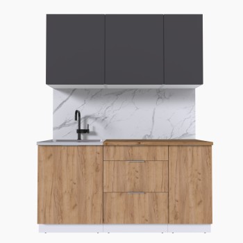 Набор корпусной мебели для кухни " Микс Топ-2" графит серый/дуб крафт золотой/дуб вотан