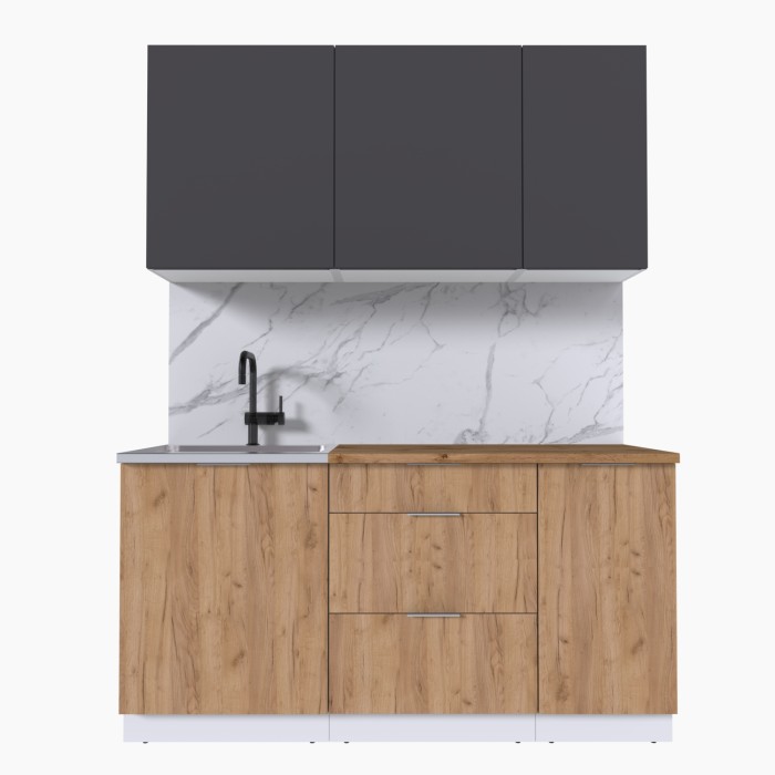 Набор корпусной мебели для кухни " Микс Топ-2" графит серый/дуб крафт золотой/дуб вотан