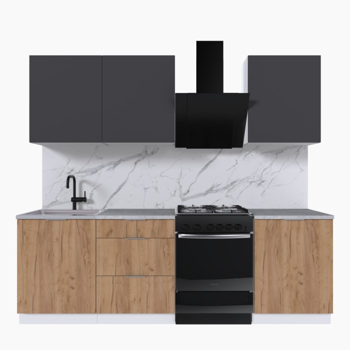Набор корпусной мебели для кухни " Микс Топ-4" графит серый/дуб крафт золотой/мрамор лацио белый