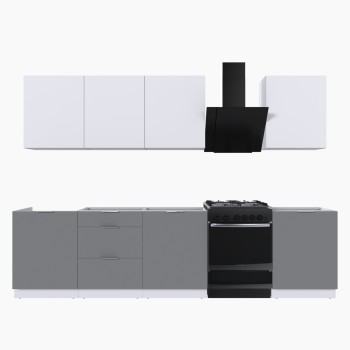 Набор корпусной мебели для кухни " Микс Топ-8" белый премиум/шиншилла серая