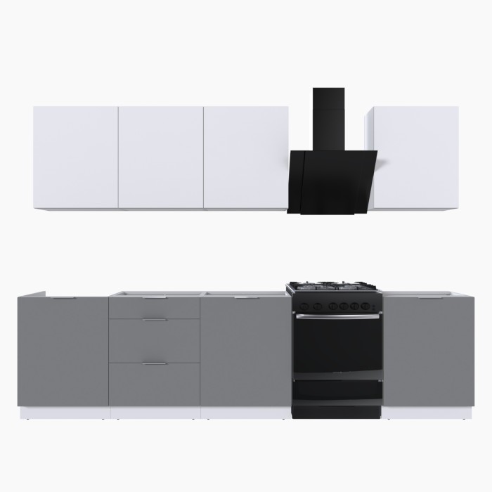 Набор корпусной мебели для кухни " Микс Топ-8" белый премиум/шиншилла серая