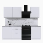 Набор корпусной мебели для кухни " Микс Топ-4" белый премиум/мрамор лацио белый