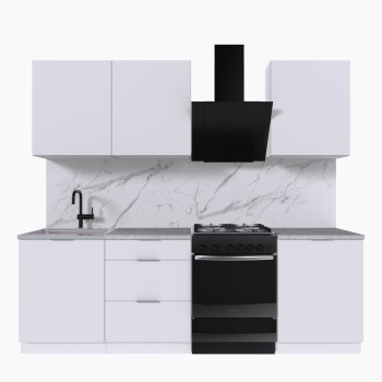 Набор корпусной мебели для кухни " Микс Топ-4" белый премиум/мрамор лацио белый