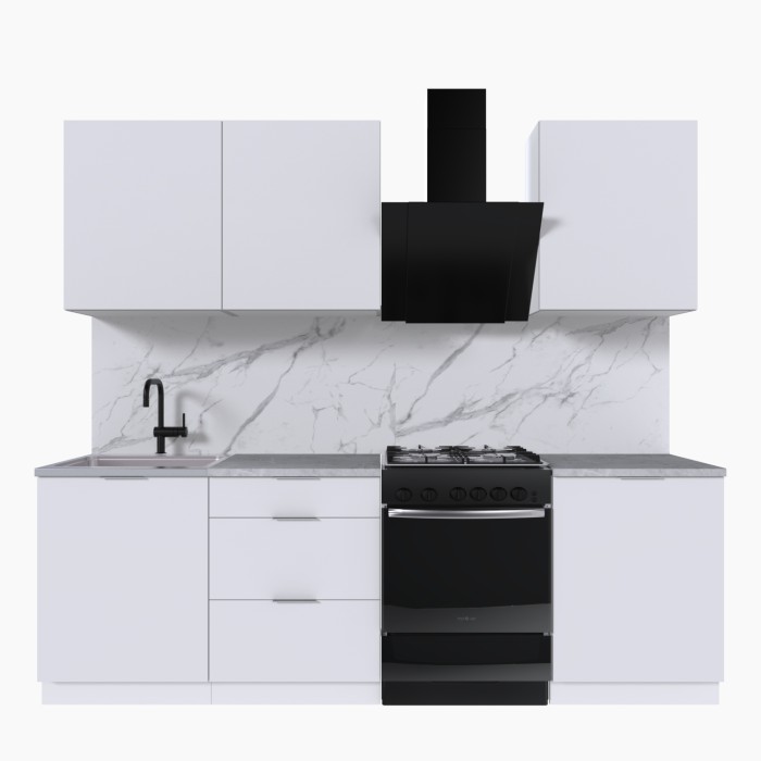 Набор корпусной мебели для кухни " Микс Топ-4" белый премиум/мрамор лацио белый