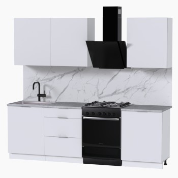 Набор корпусной мебели для кухни " Микс Топ-4" белый премиум/мрамор лацио белый