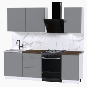 Набор корпусной мебели для кухни " Микс Топ-3" шиншилла серая/ шиншилла серая/дуб флагстаф темный