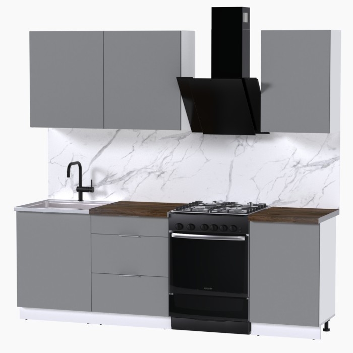 Набор корпусной мебели для кухни " Микс Топ-3" шиншилла серая/ шиншилла серая/дуб флагстаф темный