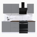 Набор корпусной мебели для кухни " Микс Топ-3" шиншилла серая/ шиншилла серая/дуб флагстаф темный