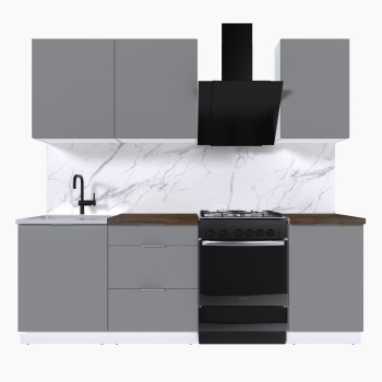 Набор корпусной мебели для кухни " Микс Топ-3" шиншилла серая/ шиншилла серая/дуб флагстаф темный