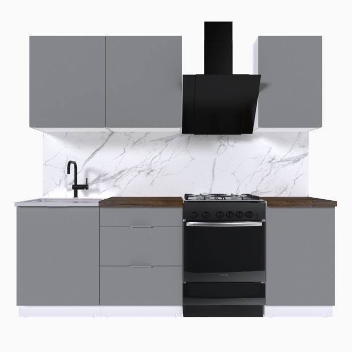 Набор корпусной мебели для кухни " Микс Топ-3" шиншилла серая/ шиншилла серая/дуб флагстаф темный