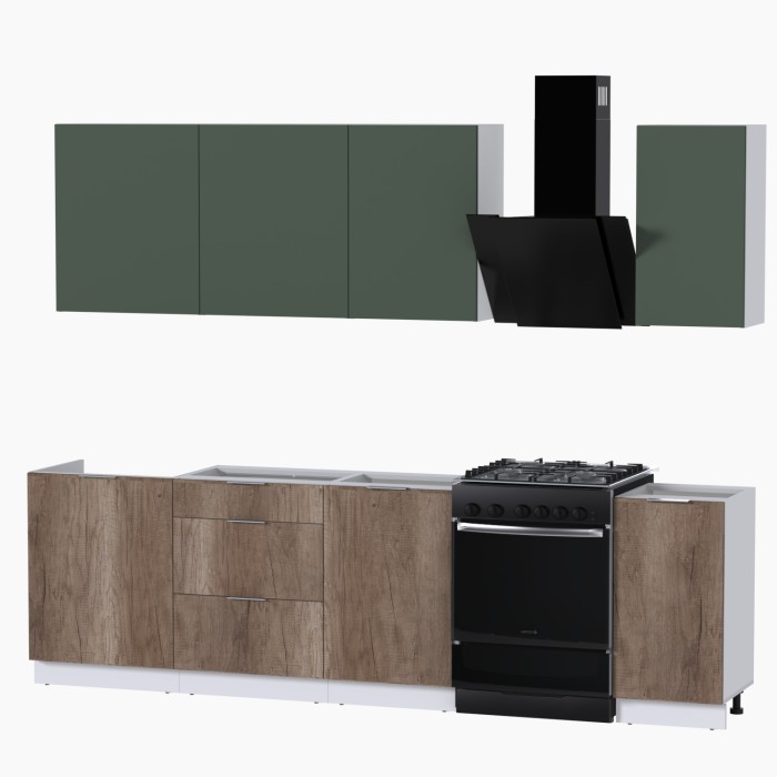 Набор корпусной мебели для кухни " Микс Топ-6" дымчато зеленый/ дуб каньон