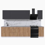 Набор корпусной мебели для кухни " Микс Топ-9" графит серый/дуб крафт золотой/мрамор лацио белый