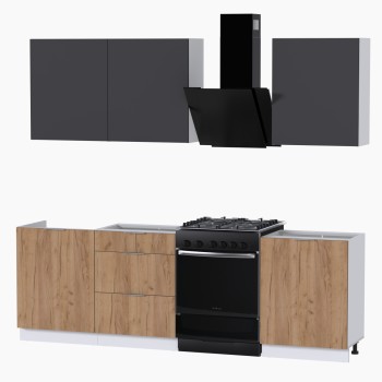 Набор корпусной мебели для кухни " Микс Топ-4" графит серый/дуб крафт золотой