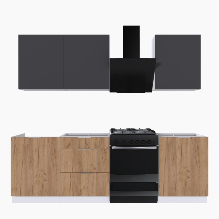 Набор корпусной мебели для кухни " Микс Топ-4" графит серый/дуб крафт золотой