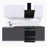 Набор корпусной мебели для кухни " Микс Топ-3" белый премиум/графит серый/дуб флагстаф темный
