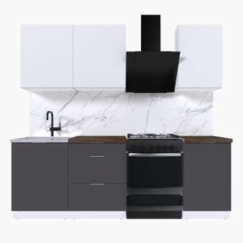 Набор корпусной мебели для кухни " Микс Топ-3" белый премиум/графит серый/дуб флагстаф темный