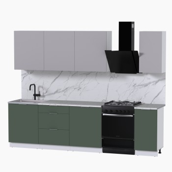 Набор корпусной мебели для кухни " Микс Топ-7" кашемир/дымчато зеленый/мрамор марквина