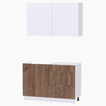 Набор корпусной мебели для кухни " Микс Топ-1" белый премиум/дуб крафт табачный