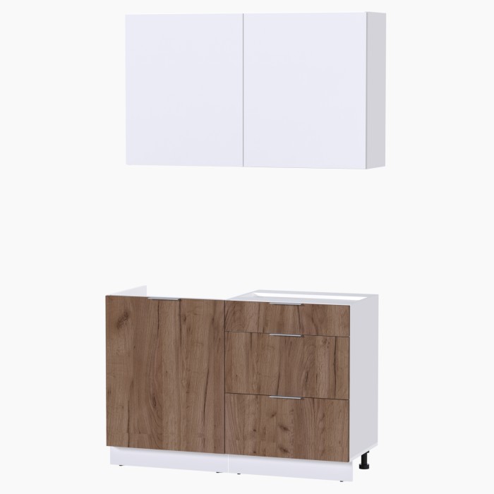 Набор корпусной мебели для кухни " Микс Топ-1" белый премиум/дуб крафт табачный