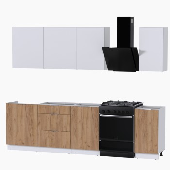 Набор корпусной мебели для кухни " Микс Топ-6" белый премиум/дуб крафт золотой