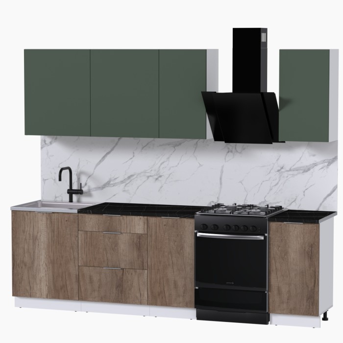 Набор корпусной мебели для кухни " Микс Топ-5" дымчато зеленый/ дуб каньон/тунис