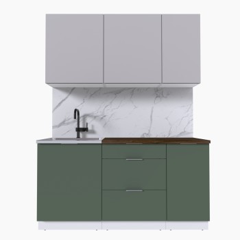 Набор корпусной мебели для кухни " Микс Топ-2" кашемир/дымчато зеленый/дуб флагстаф темный