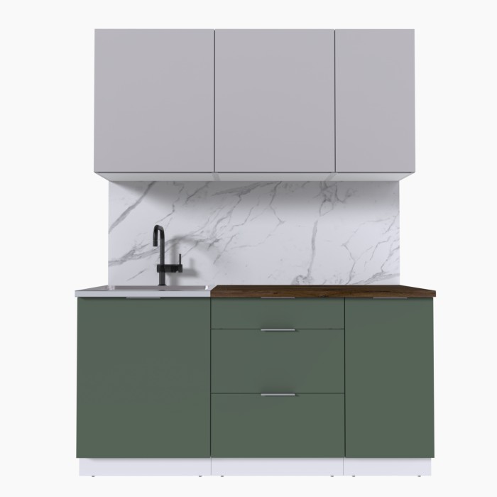 Набор корпусной мебели для кухни " Микс Топ-2" кашемир/дымчато зеленый/дуб флагстаф темный