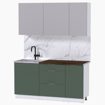 Набор корпусной мебели для кухни " Микс Топ-2" кашемир/дымчато зеленый/дуб флагстаф темный