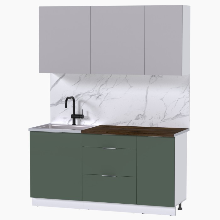 Набор корпусной мебели для кухни " Микс Топ-2" кашемир/дымчато зеленый/дуб флагстаф темный