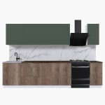 Набор корпусной мебели для кухни " Микс Топ-9" дымчато зеленый/ дуб каньон/дуб флагстаф темный