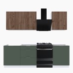 Набор корпусной мебели для кухни " Микс Топ-4" дуб крафт табачный/дымчато зеленый