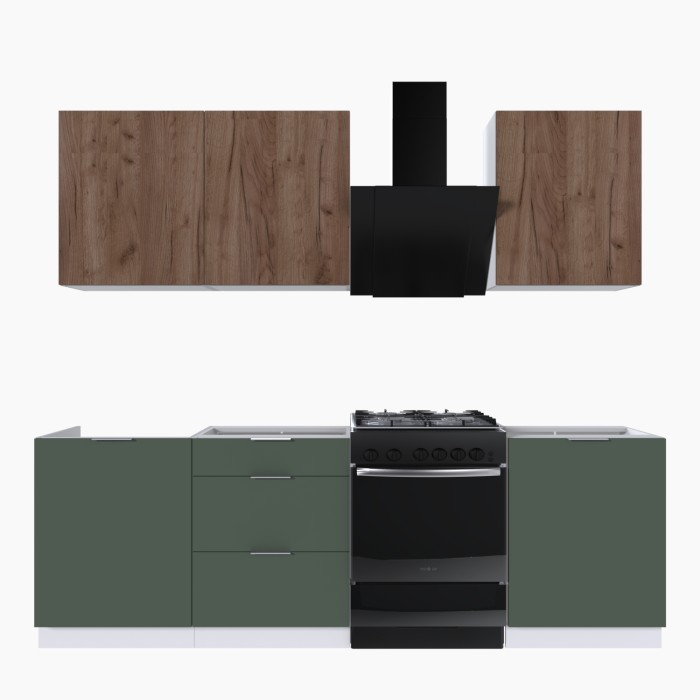 Набор корпусной мебели для кухни " Микс Топ-4" дуб крафт табачный/дымчато зеленый