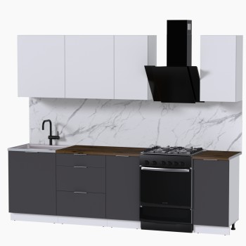 Набор корпусной мебели для кухни " Микс Топ-5" белый премиум/графит серый/дуб флагстаф темный