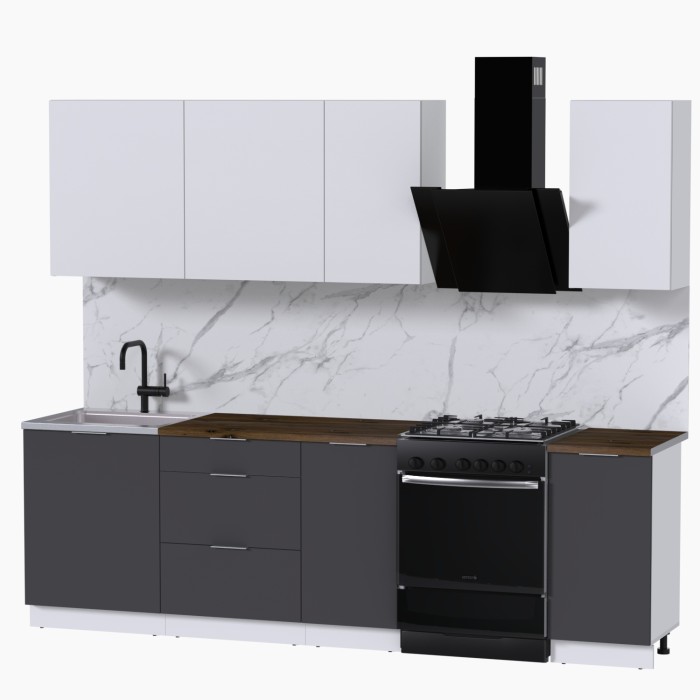 Набор корпусной мебели для кухни " Микс Топ-5" белый премиум/графит серый/дуб флагстаф темный