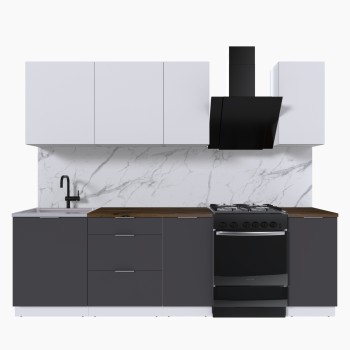 Набор корпусной мебели для кухни " Микс Топ-5" белый премиум/графит серый/дуб флагстаф темный