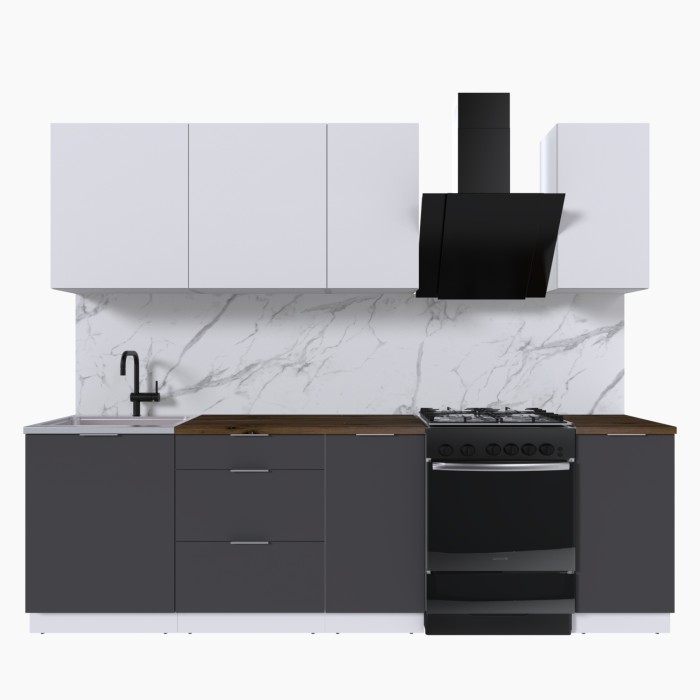 Набор корпусной мебели для кухни " Микс Топ-5" белый премиум/графит серый/дуб флагстаф темный
