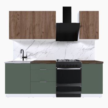 Набор корпусной мебели для кухни " Микс Топ-3" дуб крафт табачный/дымчато зеленый/дуб флагстаф темный