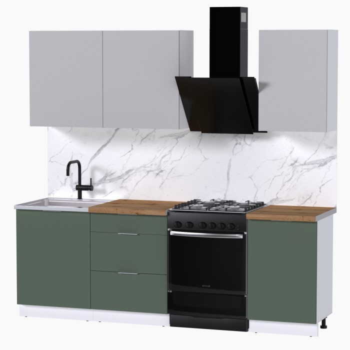 Набор корпусной мебели для кухни " Микс Топ-3" кашемир/дымчато зеленый/дуб вотан