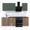 Набор корпусной мебели для кухни " Микс Топ-3" дымчато зеленый/ дуб каньон/дуб флагстаф темный