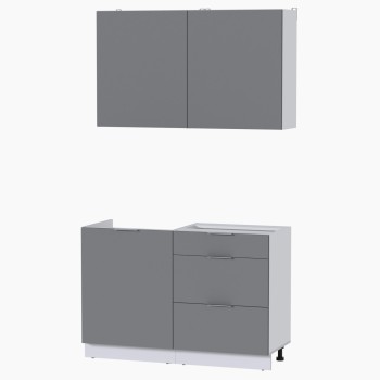 Набор корпусной мебели для кухни " Микс Топ-1" шиншилла серая/ шиншилла серая/