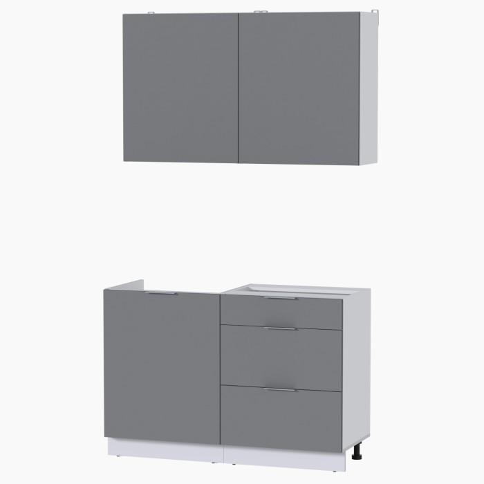 Набор корпусной мебели для кухни " Микс Топ-1" шиншилла серая/ шиншилла серая/