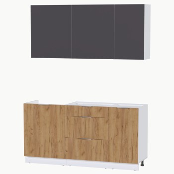 Набор корпусной мебели для кухни " Микс Топ-2" графит серый/дуб крафт золотой