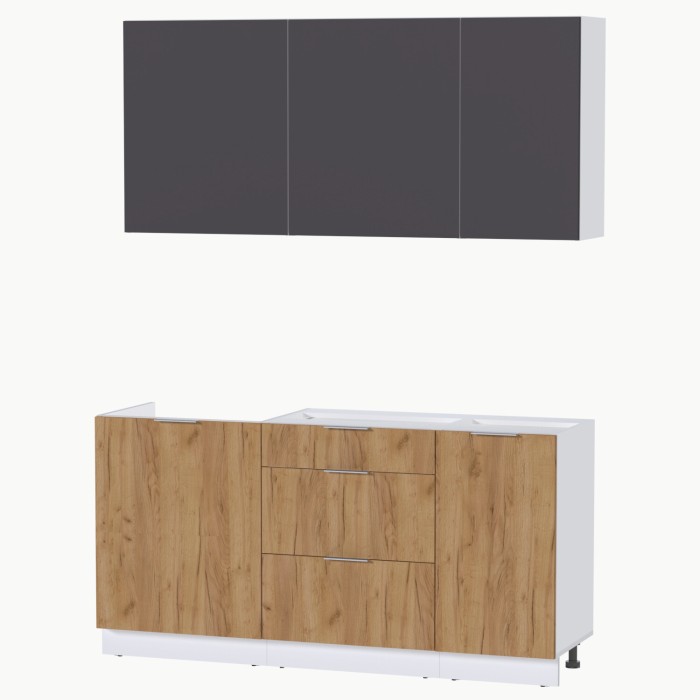 Набор корпусной мебели для кухни " Микс Топ-2" графит серый/дуб крафт золотой