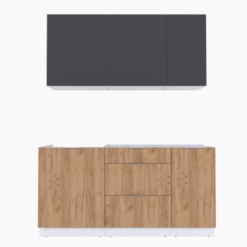 Набор корпусной мебели для кухни " Микс Топ-2" графит серый/дуб крафт золотой