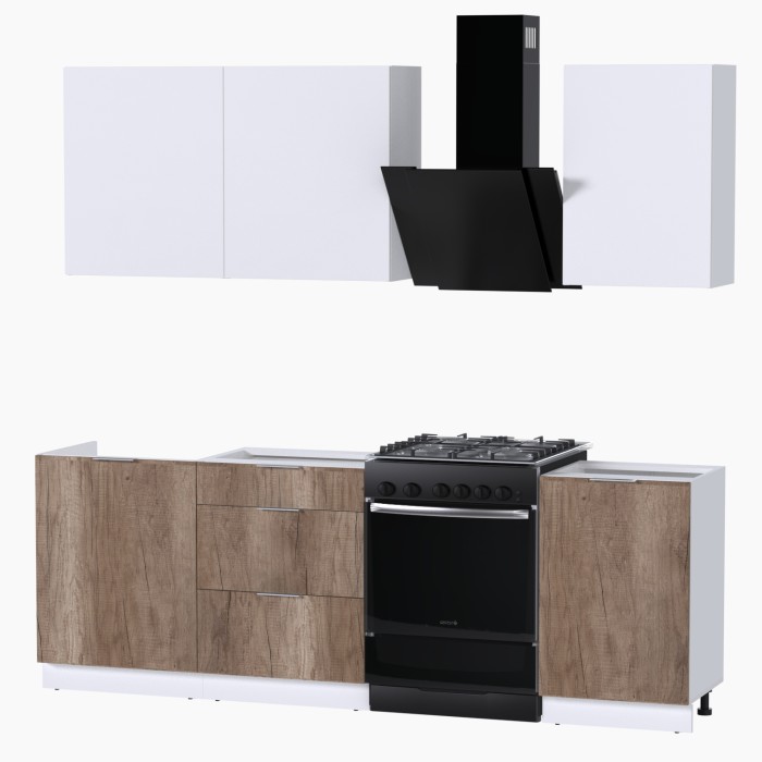 Набор корпусной мебели для кухни " Микс Топ-3" белый премиум/дуб каньон